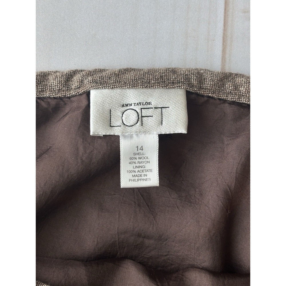 LOFT‎ Ann Taylor Size 14 Brown Wool Tiered Ruffle A-Line Side Zip Skirt 0636 - Picture 5 of 8